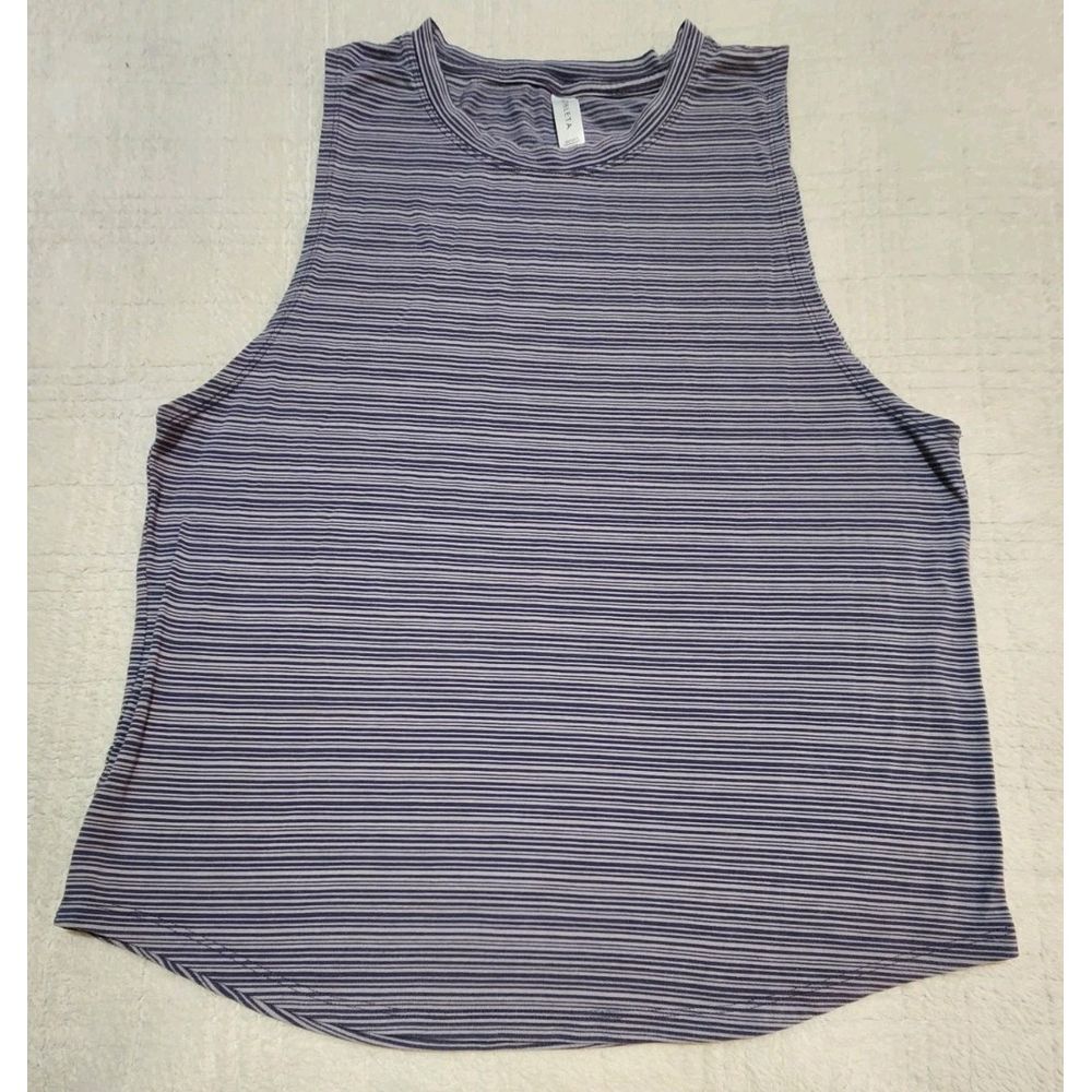 Athleta‎ Tank Top Women Medium Gray Striped Sleeveless Activewear